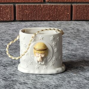 White Multi Purpose Holder with Angel Design and Gold Handle